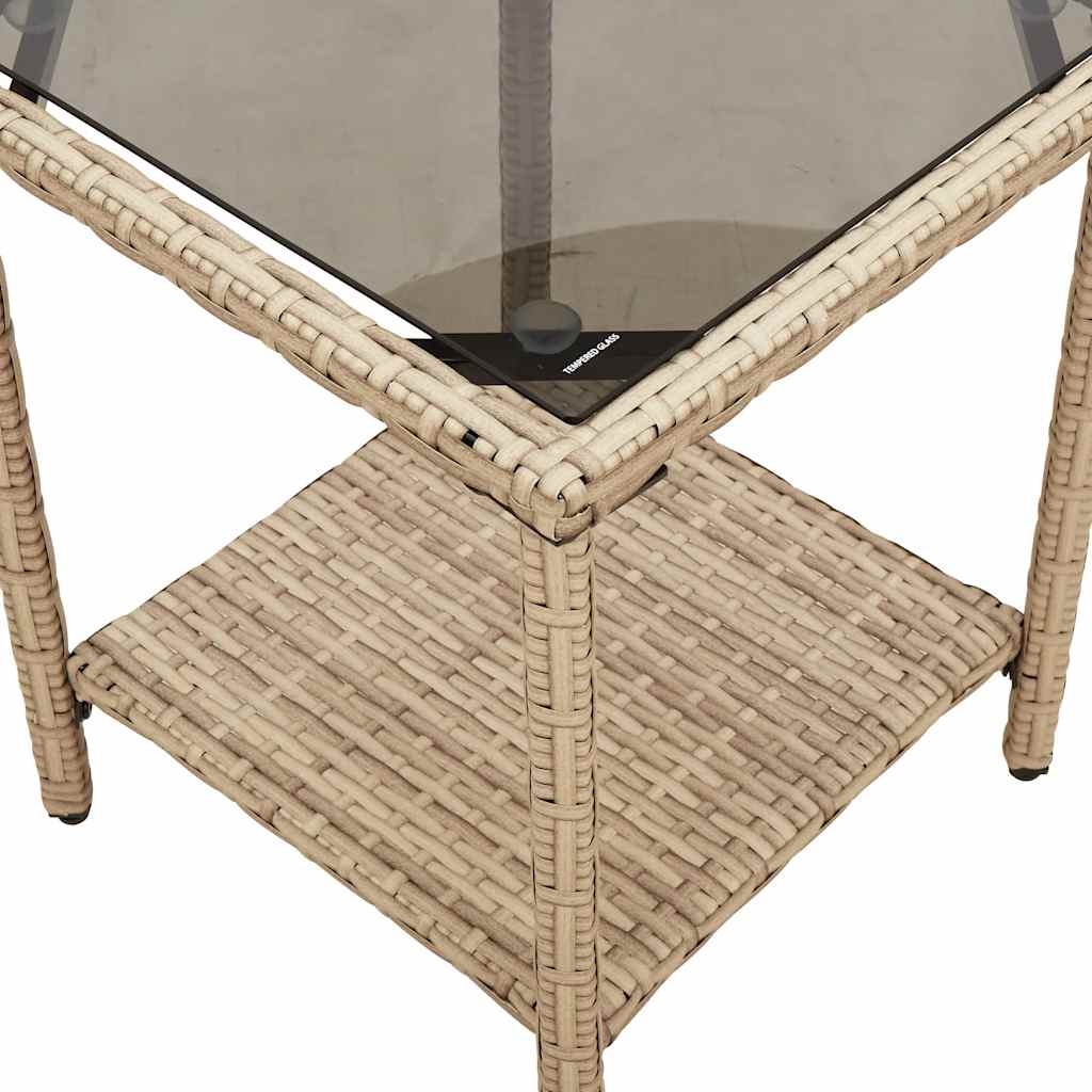 Garden Sofa with Table&Cushions L-shaped Beige Poly Rattan