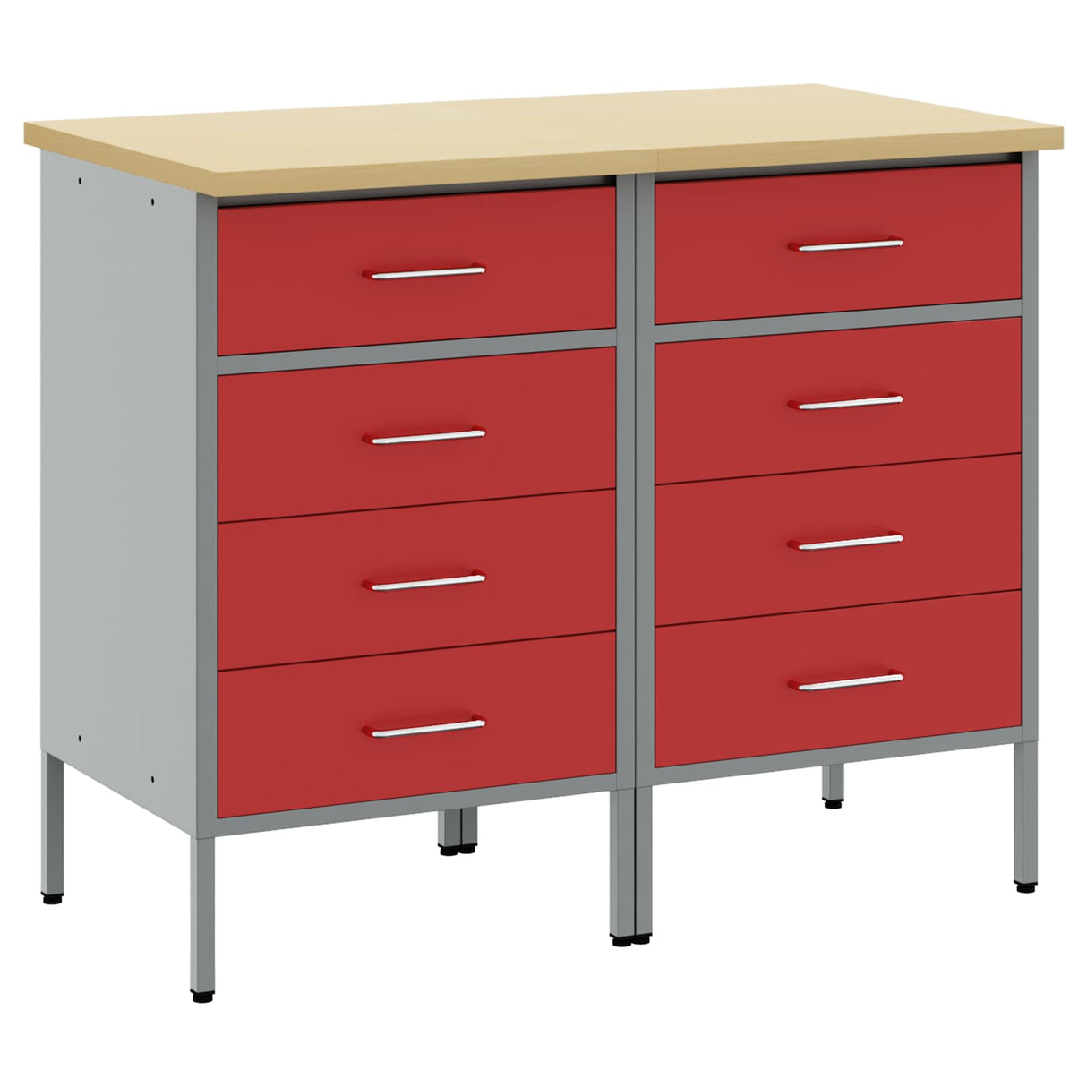 Work Cabinet with Drawer 2 pcs Red and Grey 100 x 55 x 85 cm