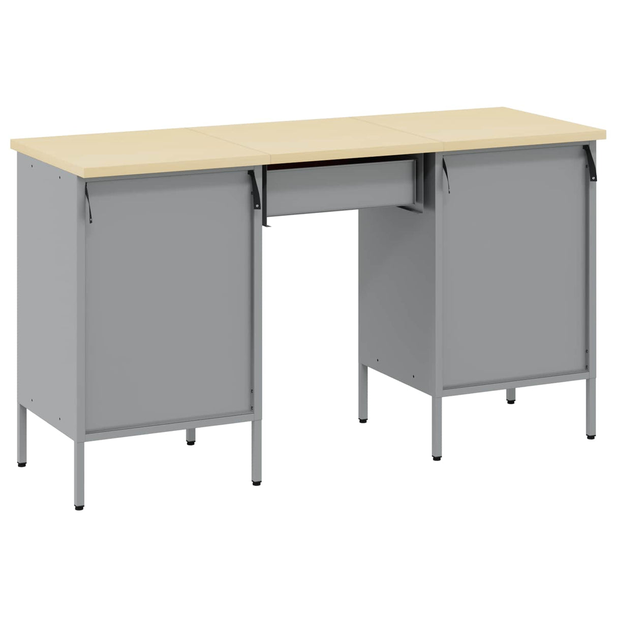 Work Cabinet with Drawer 3 pcs Black Engineered wood and steel