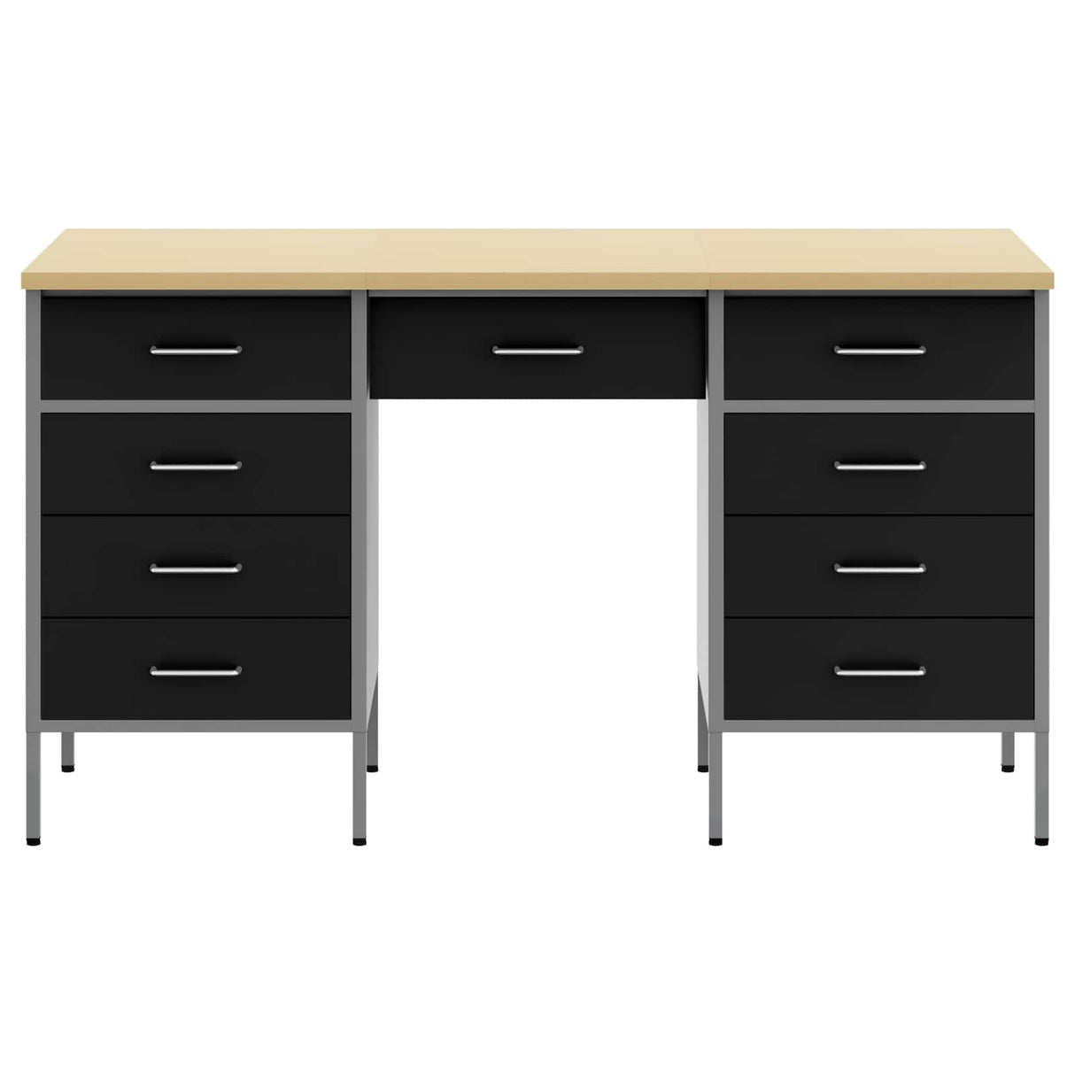 Work Cabinet with Drawer 3 pcs Black Engineered wood and steel