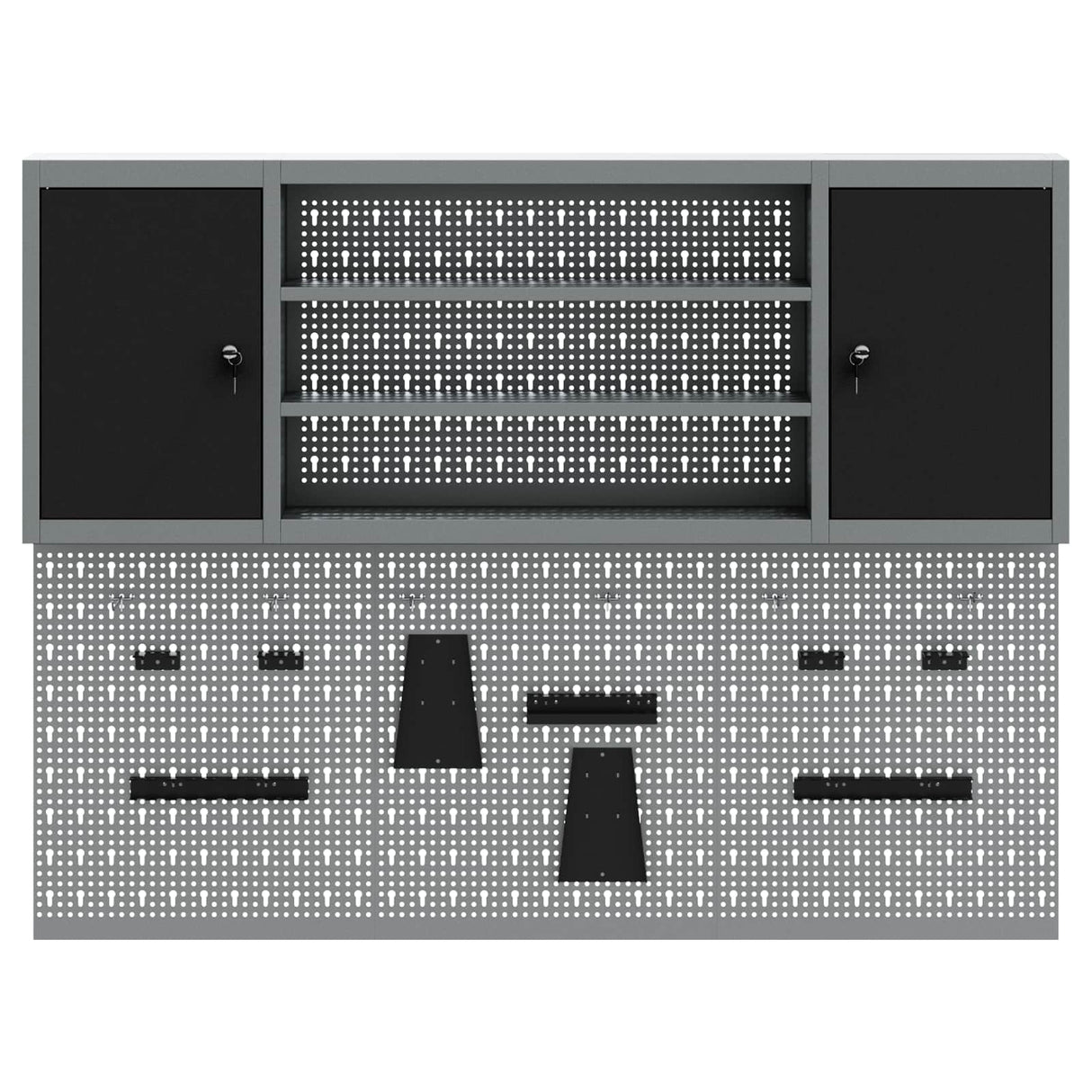 Tool Cabinet Set with Shelf 6 pcs Black Powder-Coated Steel