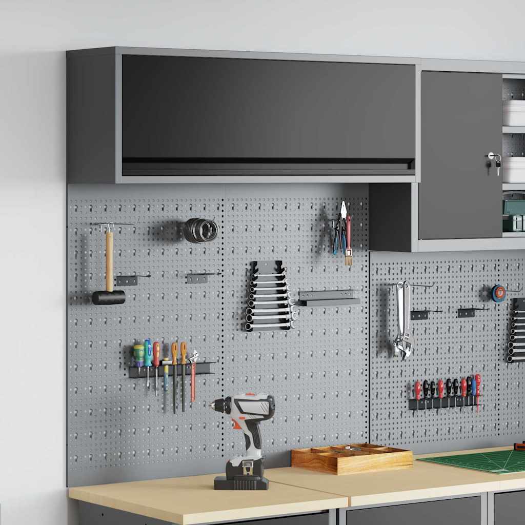 Tool Cabinet Set with Shelf 3 pcs Black Powder-Coated Steel