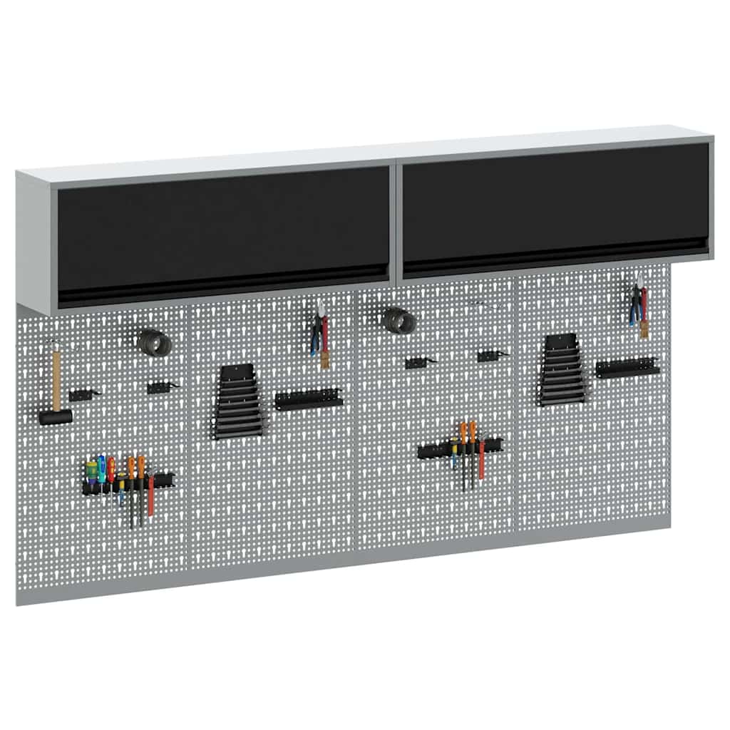Tool Cabinet Set with Shelf 6 pcs Black Powder-Coated Steel