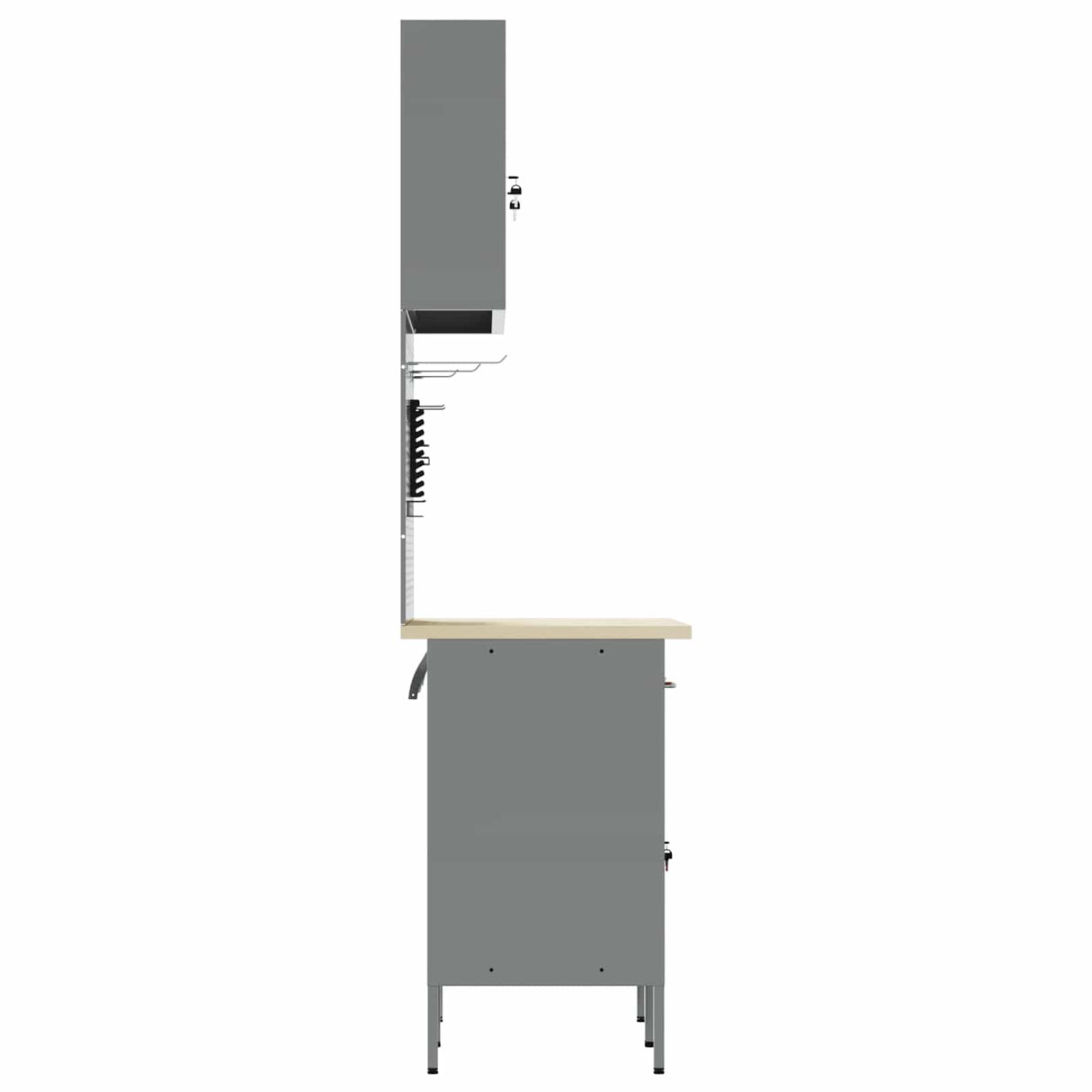 Work Cabinet with Drawer 5 pcs Black Engineered wood and steel