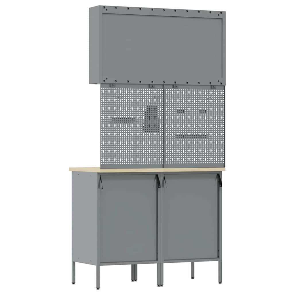 Work Cabinet with Drawer 5 pcs Red Engineered wood and steel