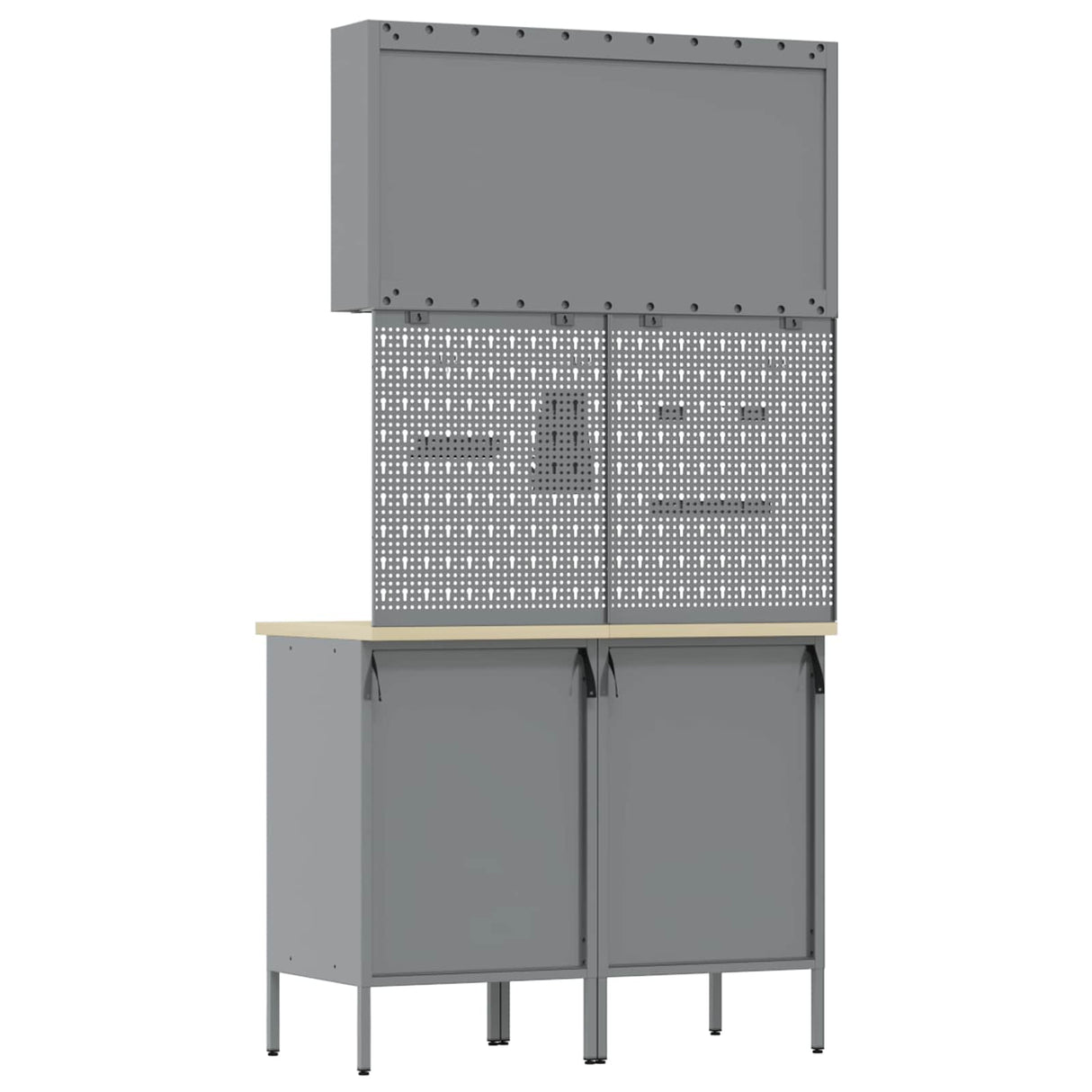 Work Cabinet with Drawer 5 pcs Black Engineered wood and steel