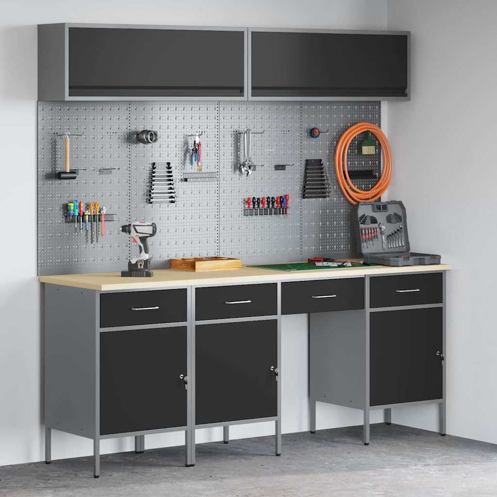 Work Cabinet Set with Drawer with Storage Manual 10 pcs Black