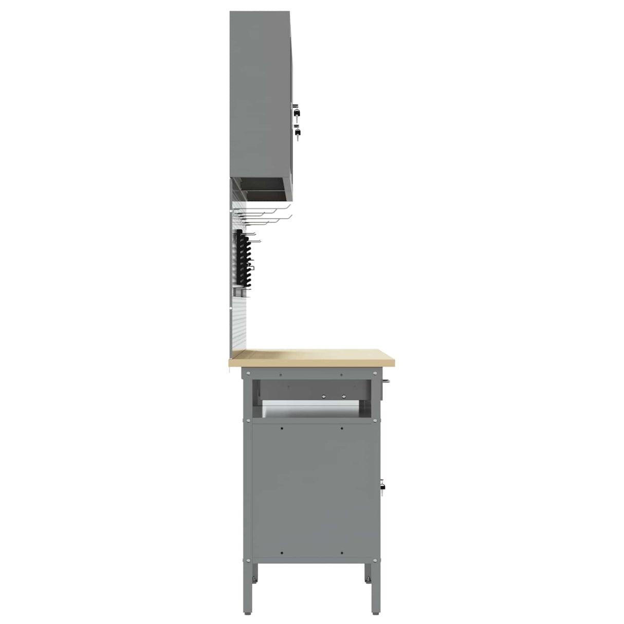 Work Cabinet 10 pcs Black and Grey Engineered wood and steel