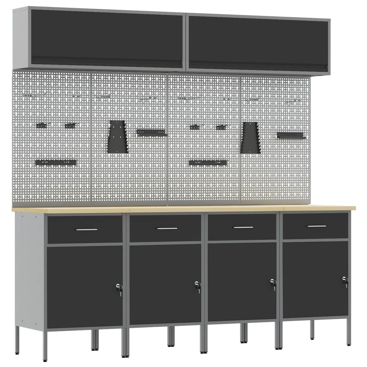 Work Cabinet Set with Drawer with Storage Manual 10 pcs Black