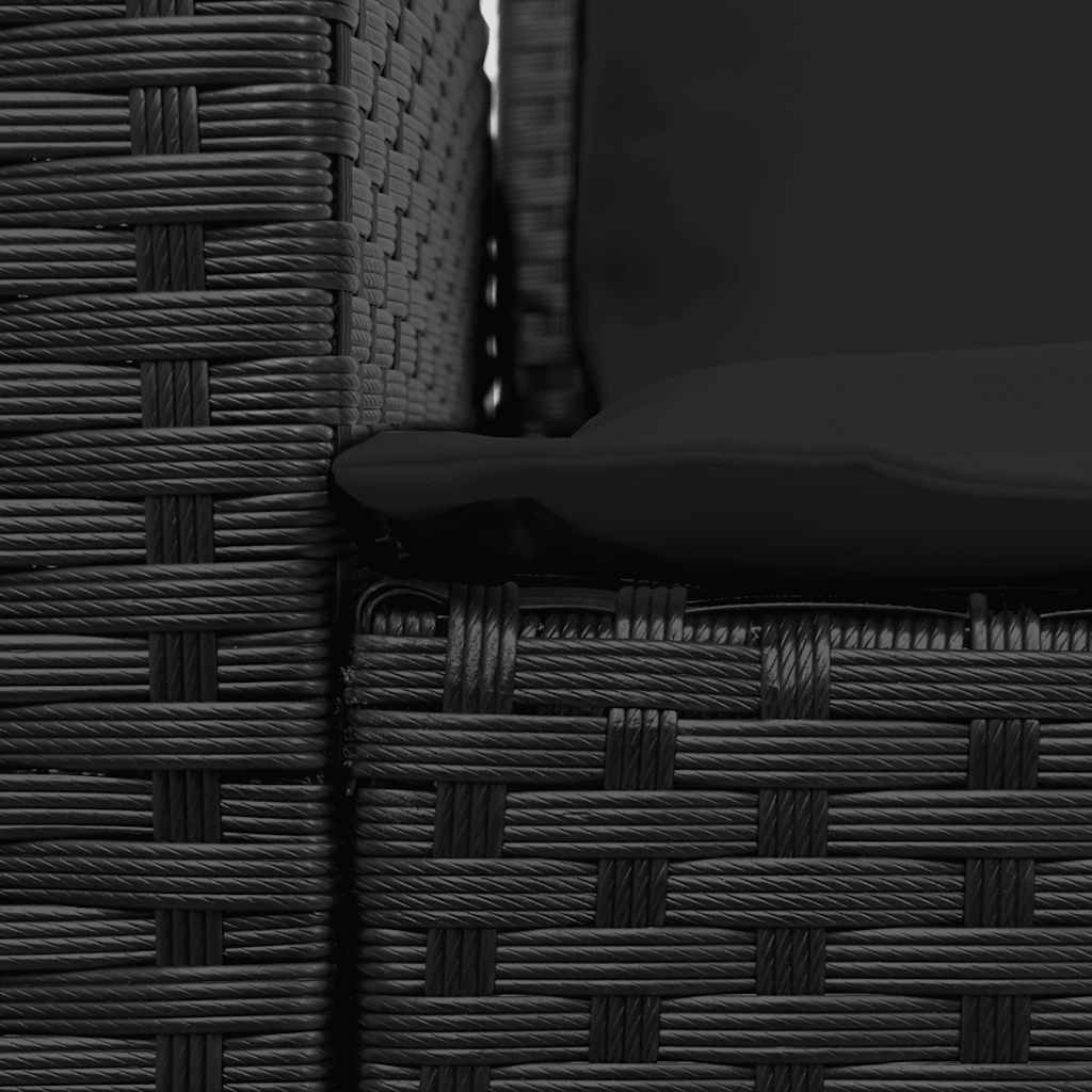 Garden Sofa 5-Seater with Cushions Black Poly Rattan