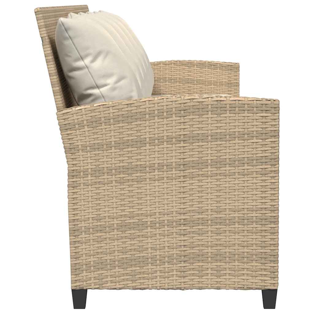 Garden Sofa 5-Seater with Cushions Beige Poly Rattan