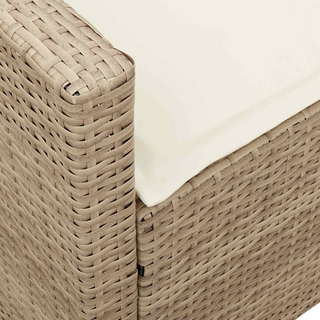 Garden Sofa 5-Seater with Cushions Beige Poly Rattan