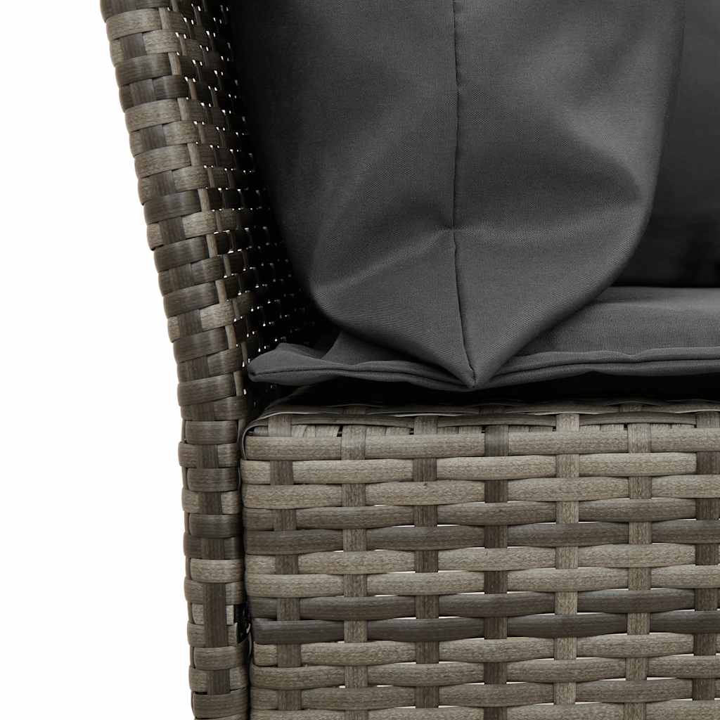 Garden Sofa with Cushions Grey Poly Rattan
