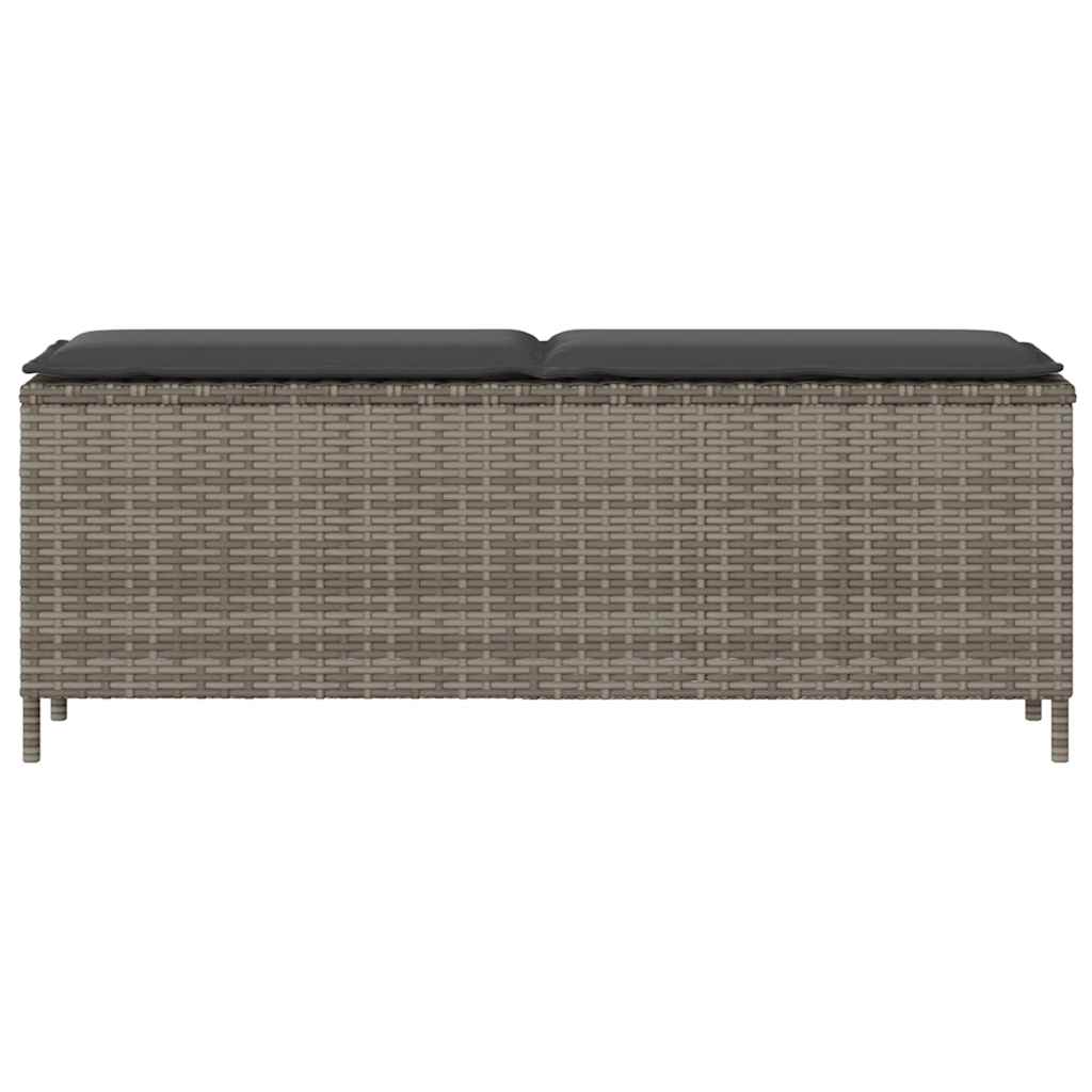 Garden Bench with Cushion Grey 110x30x40.5 cm Poly Rattan