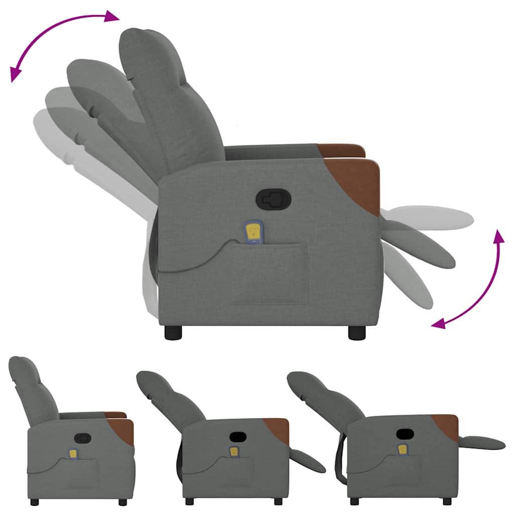 Massage Recliner Chair Dark Grey Fabric
