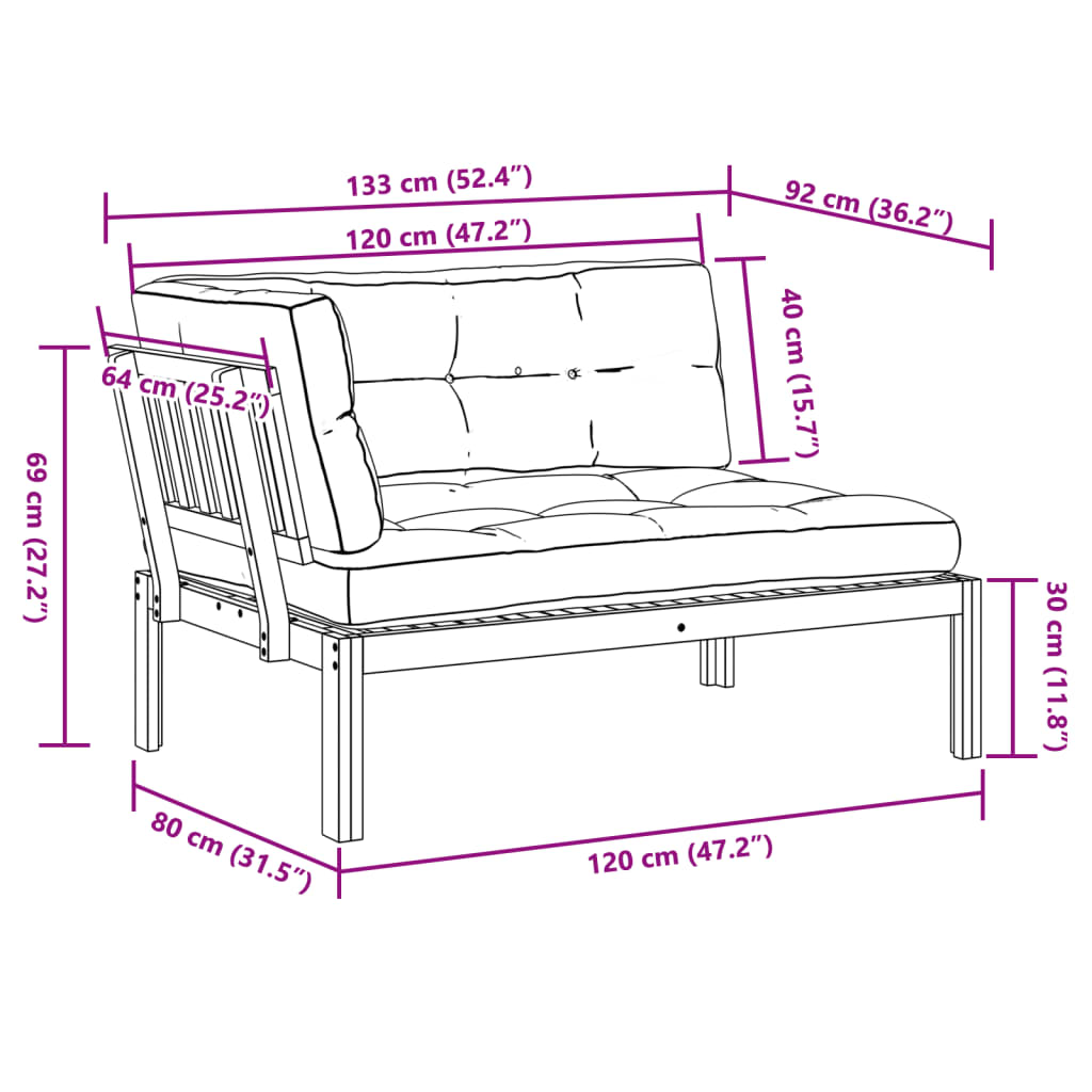 Garden Pallet Corner Sofa with Cushions Solid Wood Acacia