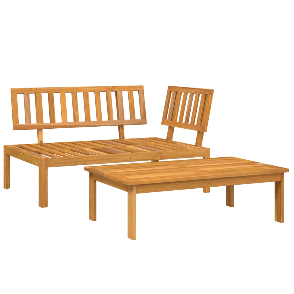 2 Piece Garden Pallet Sofa Set with Cushions Solid Wood Acacia