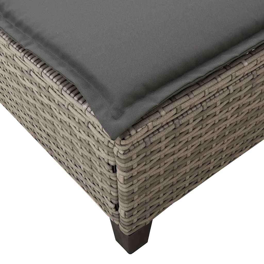 Sun Lounger with Cushions Grey 55x200x25.5cm Poly Rattan