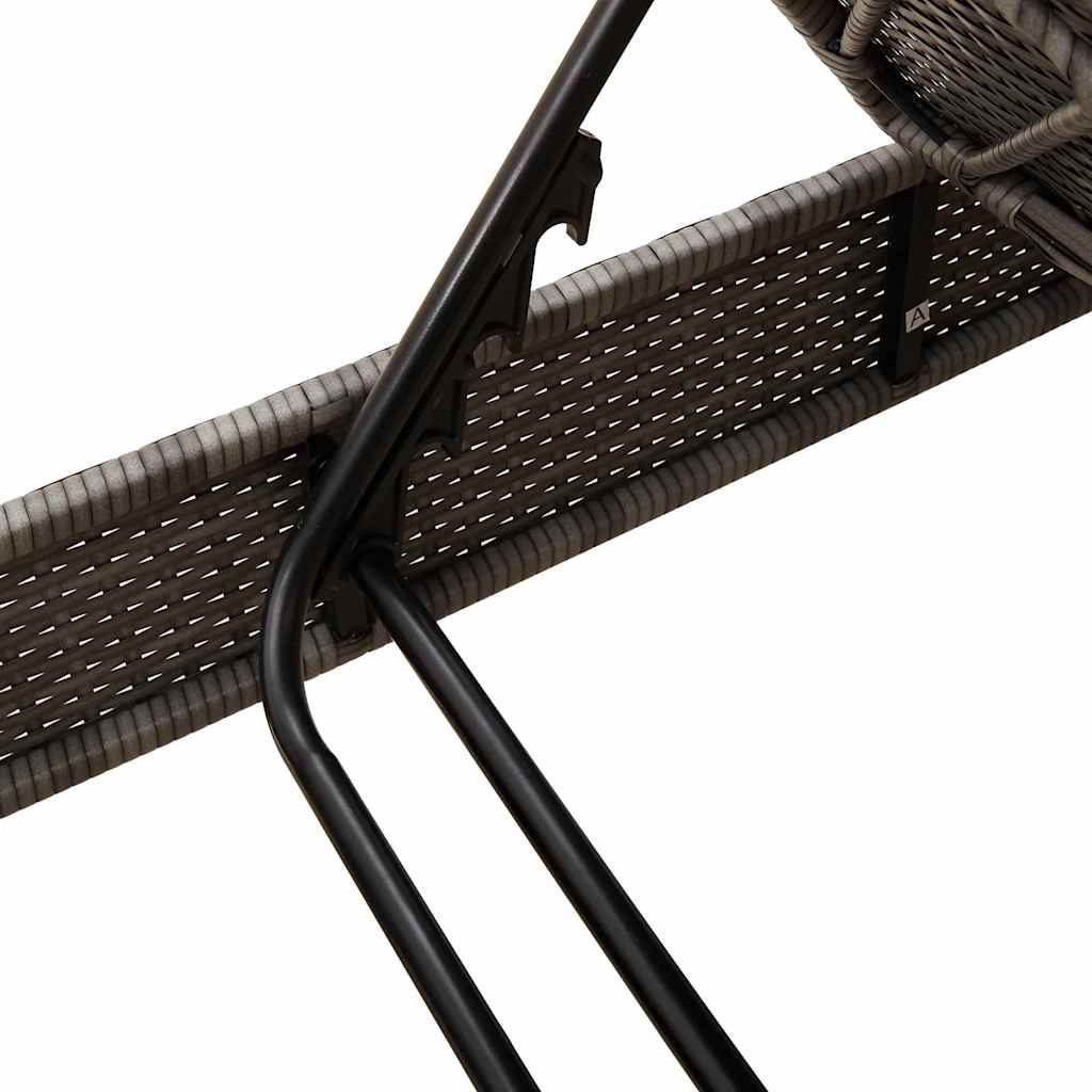 Sun Lounger with Cushions Grey 55x200x25.5cm Poly Rattan