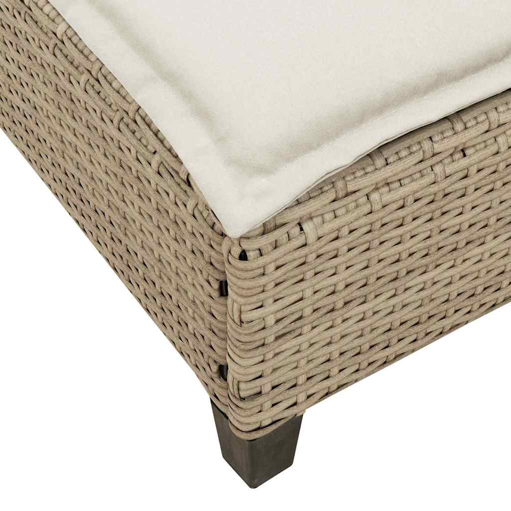 Sun Lounger with Cushions Beige 55x200x25.5cm Poly Rattan