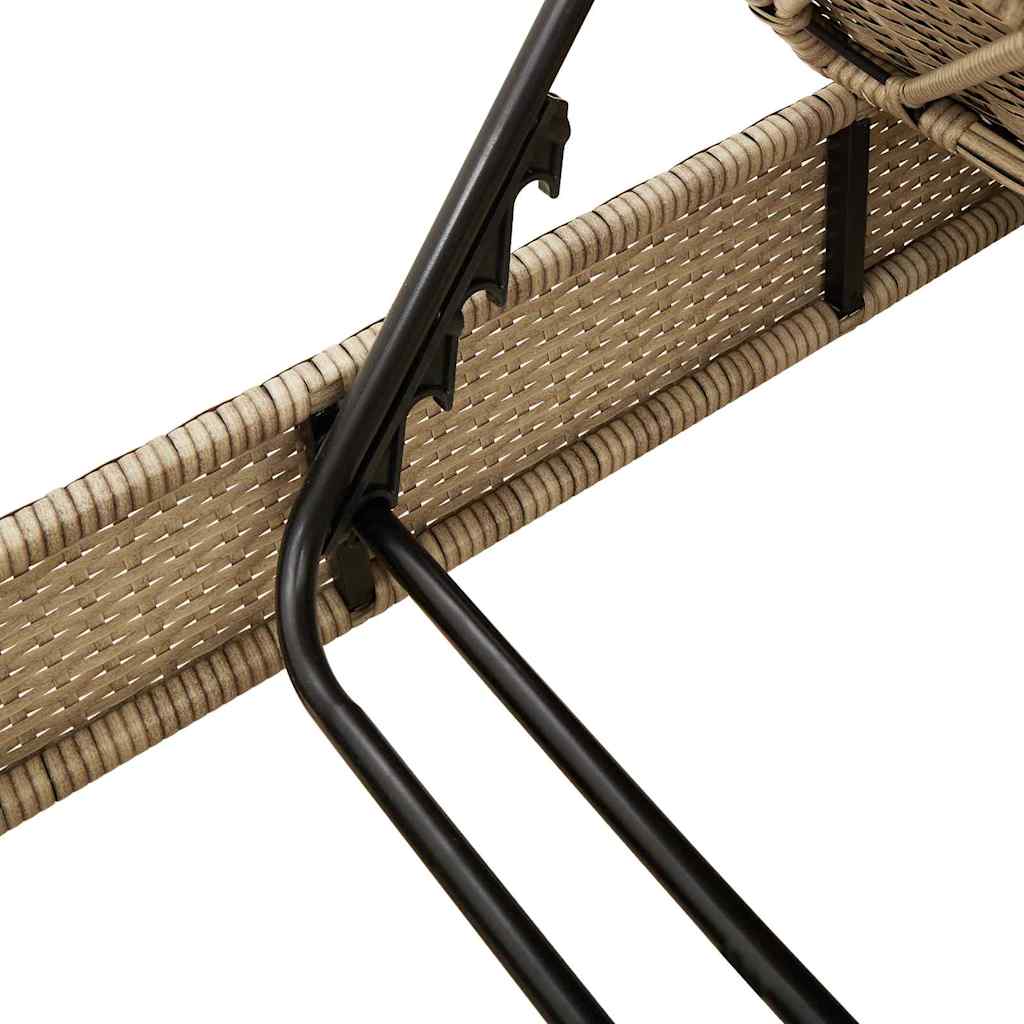 Sun Lounger with Cushions Beige 55x200x25.5cm Poly Rattan