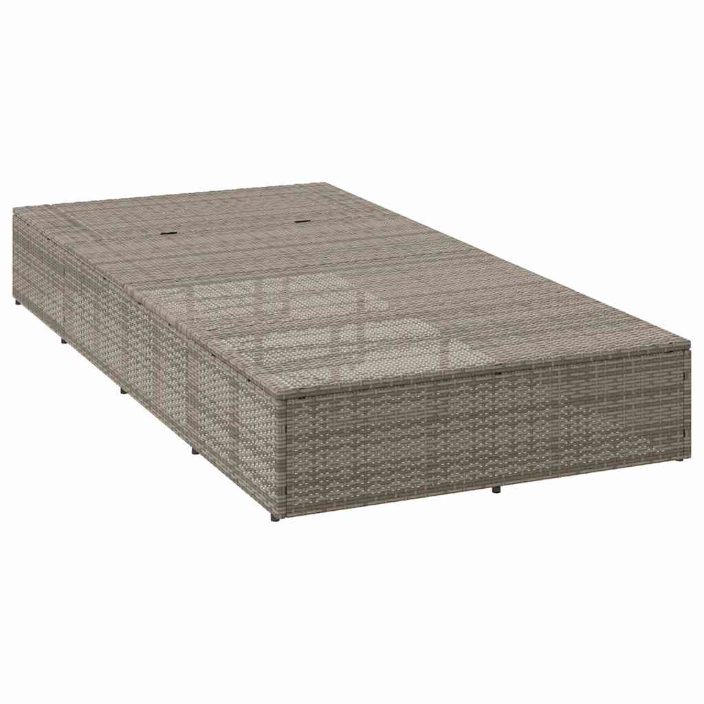 Sunbed with Floating Cushion Grey Poly Rattan
