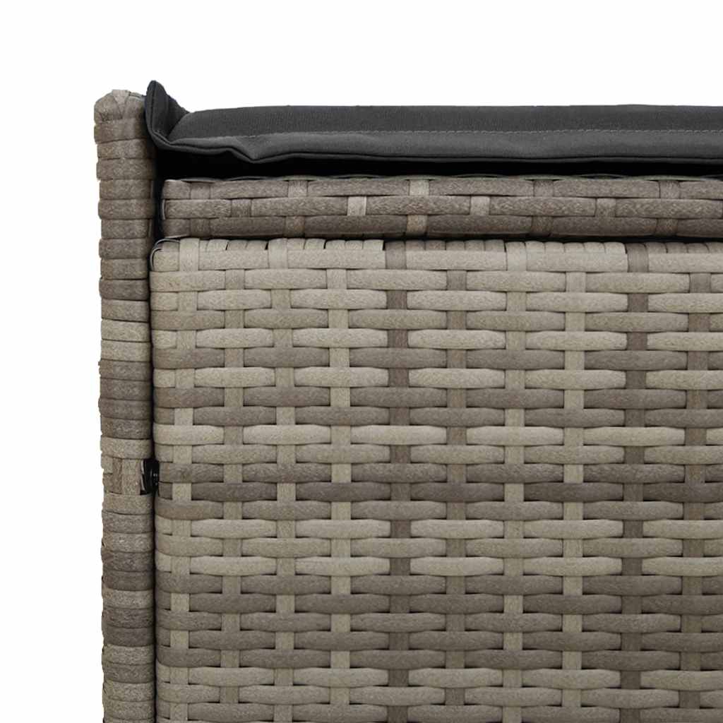 Outdoor Storage Bench with Cushion Grey 100 cm Poly Rattan