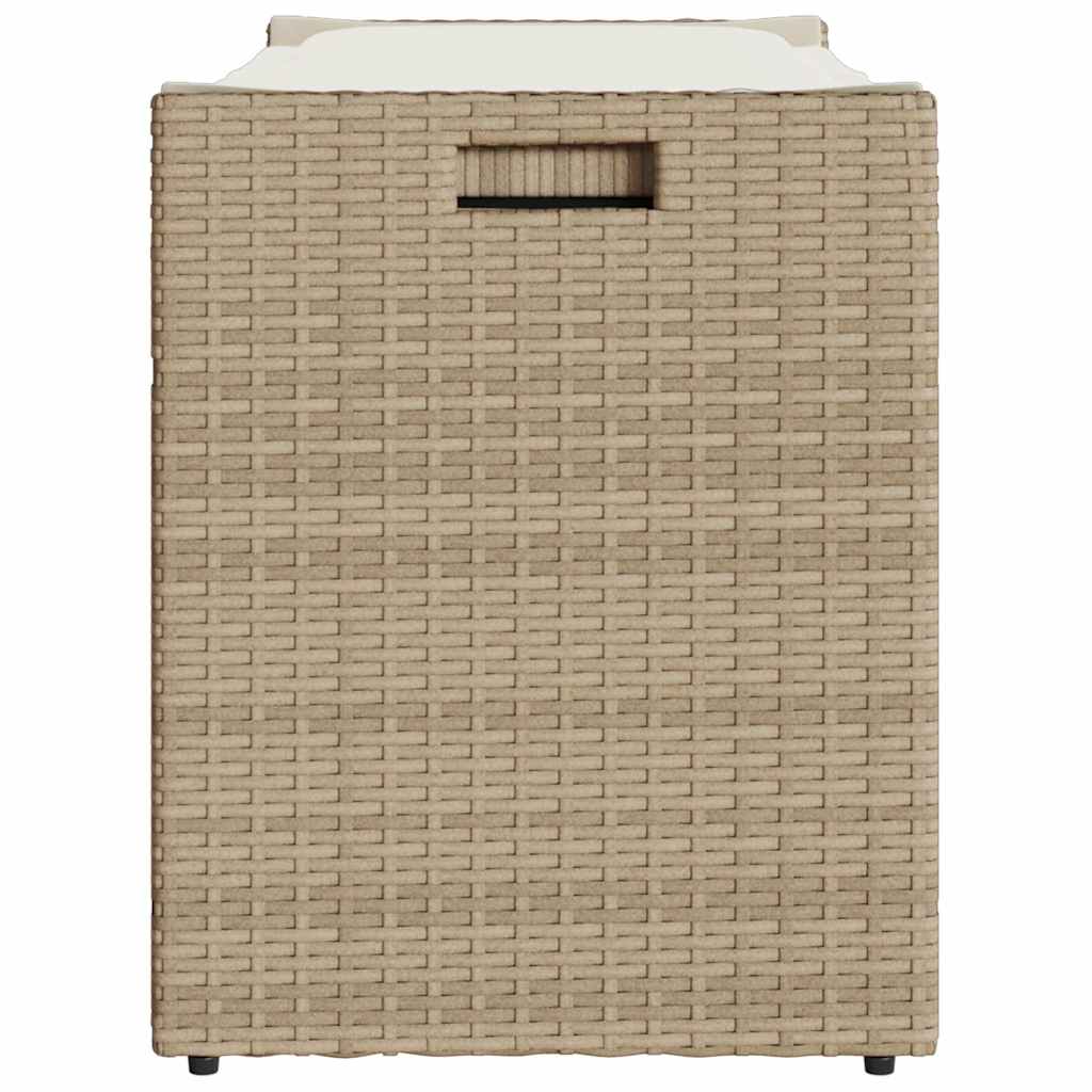 Outdoor Storage Bench with Cushion Beige 100 cm Poly Rattan