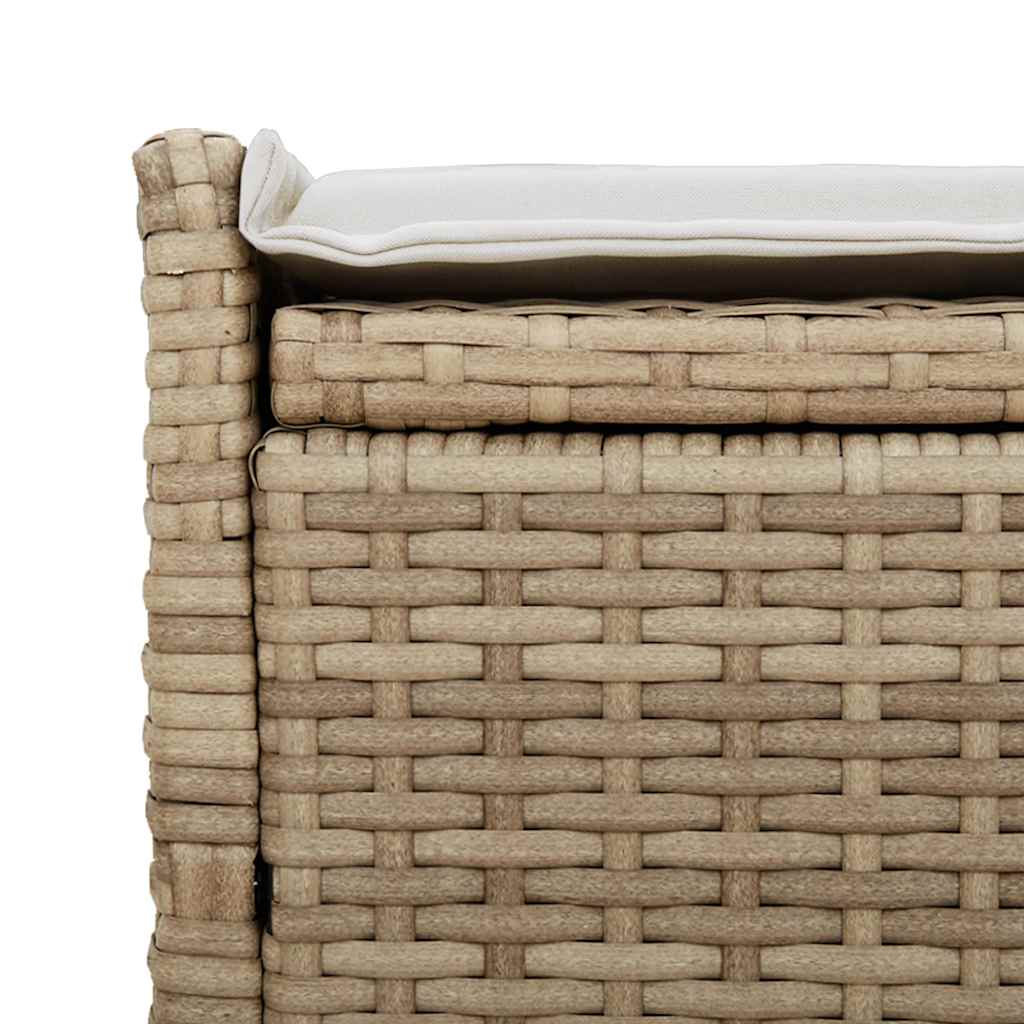 Outdoor Storage Bench with Cushion Beige 100 cm Poly Rattan