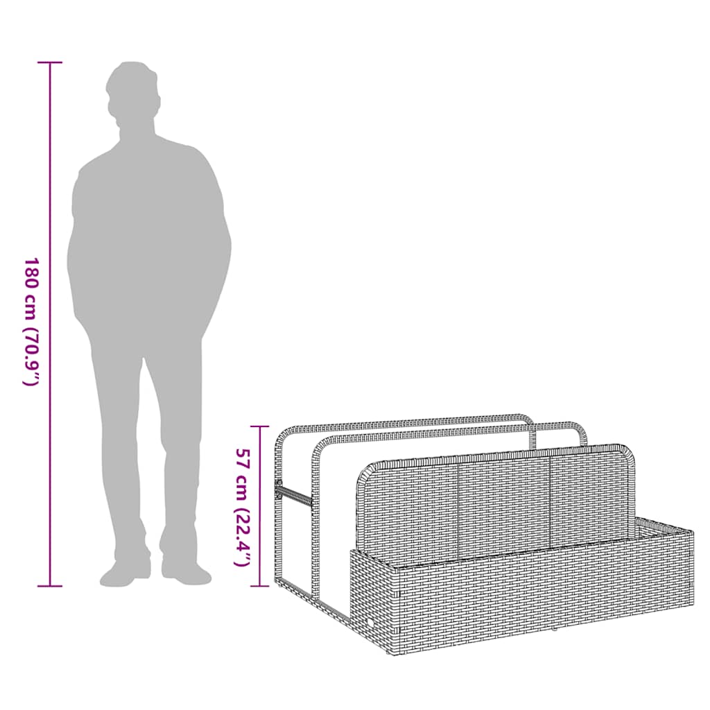 Poolside Float Storage Black 110x100x57 cm Poly Rattan