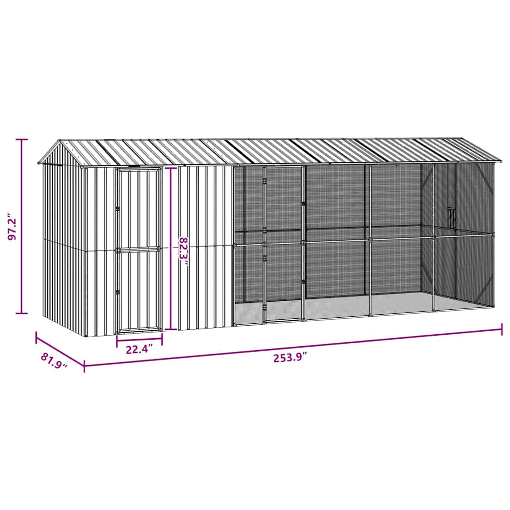 Bird Cage Anthracite 645 x 208 x 247 cm Galvanised steel