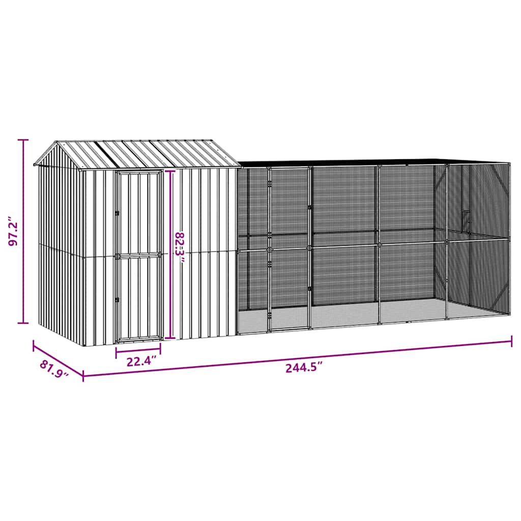 Bird Cage Anthracite 621 x 208 x 247 cm Galvanised steel