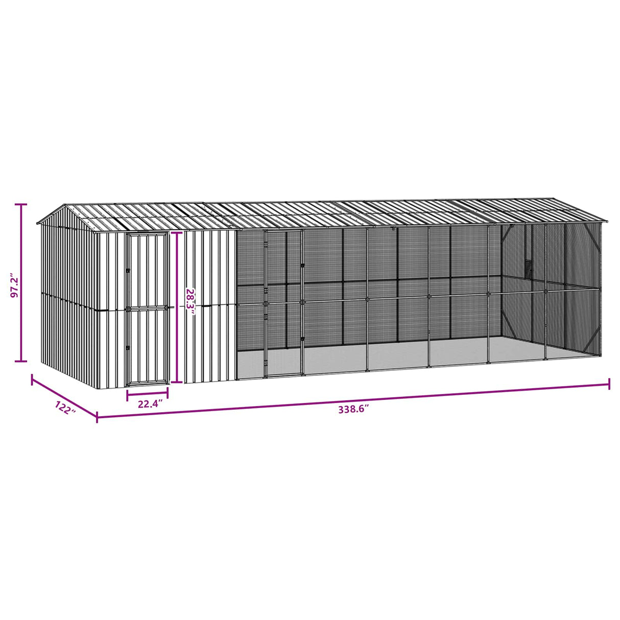 Bird Cage Anthracite 860 x 310 x 247 cm Galvanised Steel