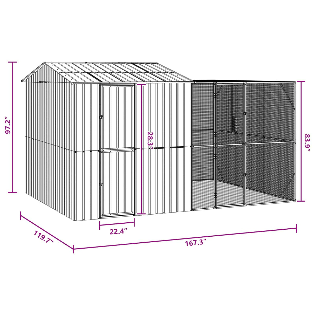 Bird Cage Anthracite 425 x 304 x 247 cm Galvanised Steel