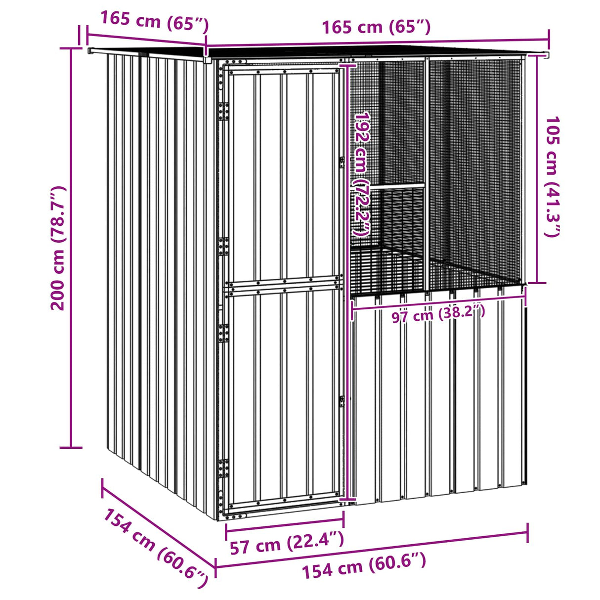 Bird Cage Anthracite 165 x 165 x 200 cm Galvanised Steel