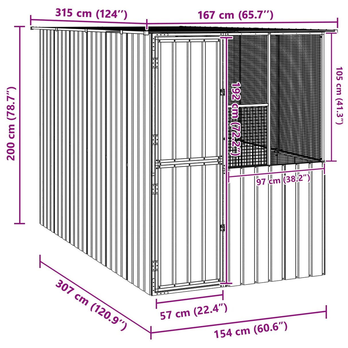 Bird Cage Anthracite 165 x 318 x 200 cm Galvanised Steel