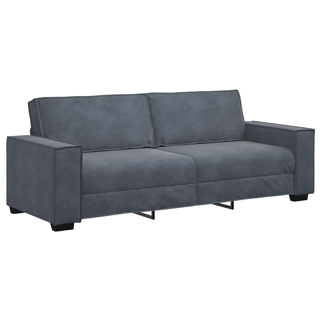 3 Piece Sofa Set with Cushions Dark Grey Velvet