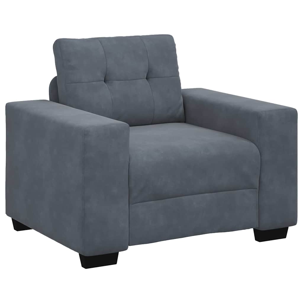 Sofa Set 3 pcs Dark Grey 221 x 80 x 80 cm Velvet