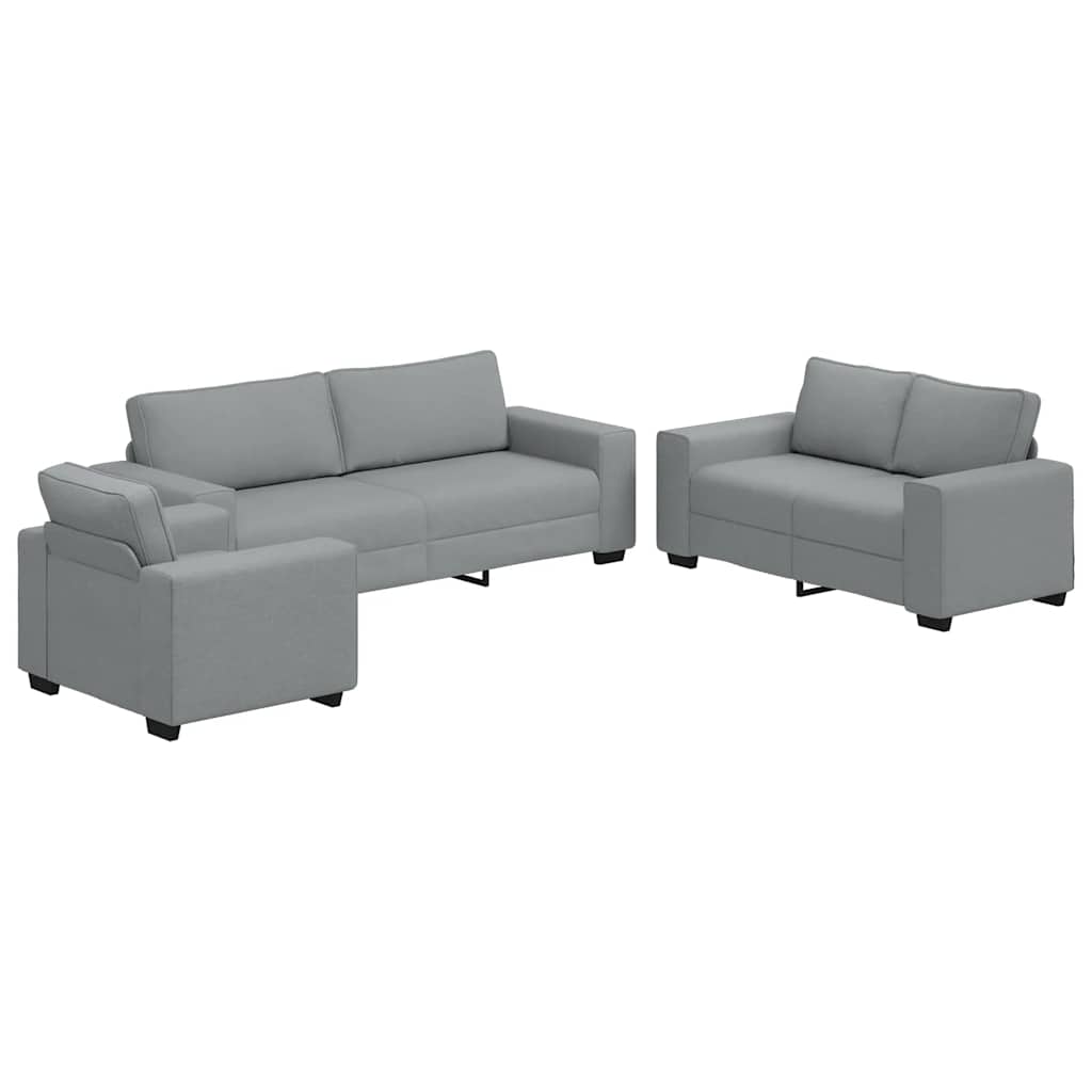 3 Piece Sofa Set with Cushions Light Grey Fabric