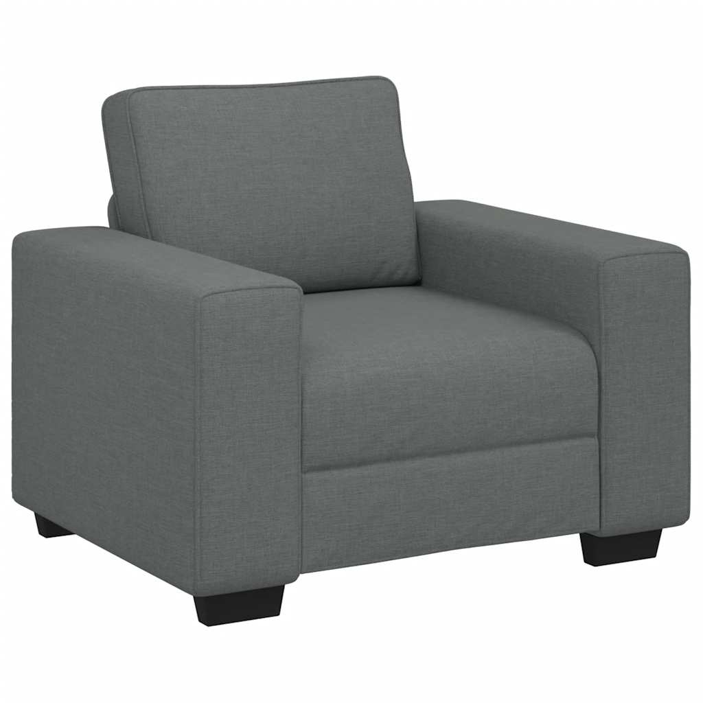 3 Piece Sofa Set with Cushions Dark Grey Fabric