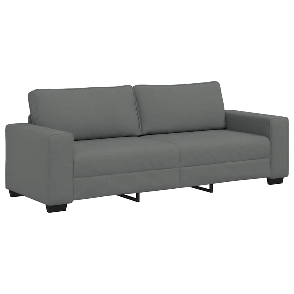 3 Piece Sofa Set with Cushions Dark Grey Fabric