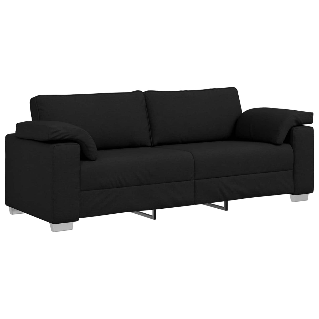 Sofa 3 pcs Black 219 x 80 x 82 cm Linen-blend fabric
