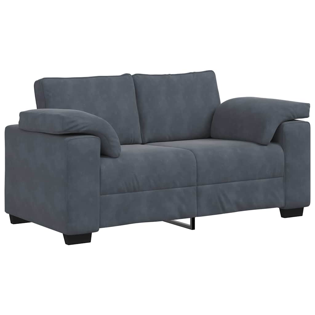 3 Piece Sofa Set with Cushions Dark Grey Velvet