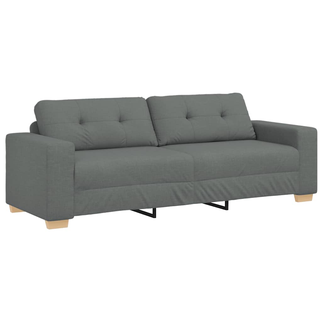 2 Piece Sofa Set with Cushions Dark Grey Fabric