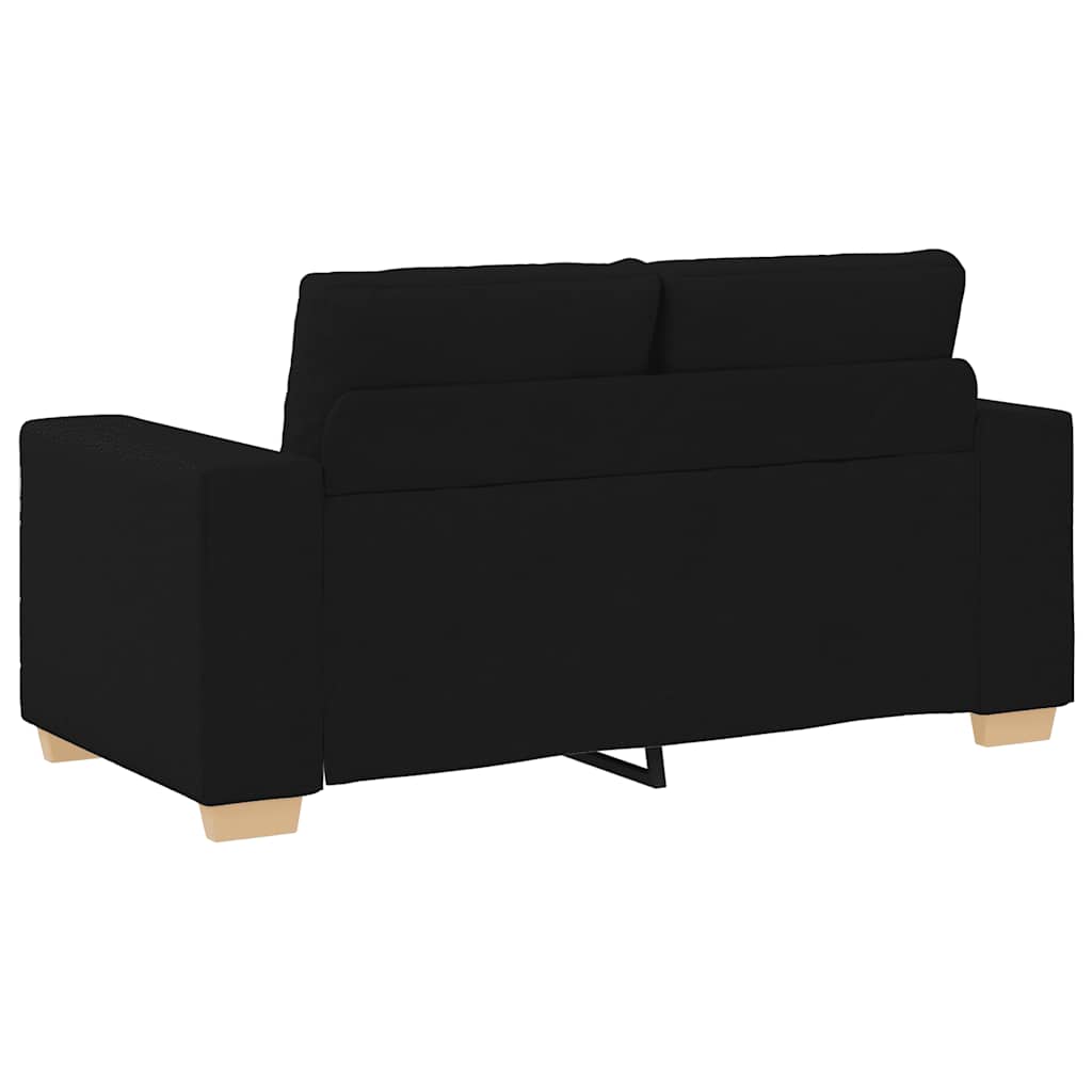 2 Piece Sofa Set with Cushions Black Fabric
