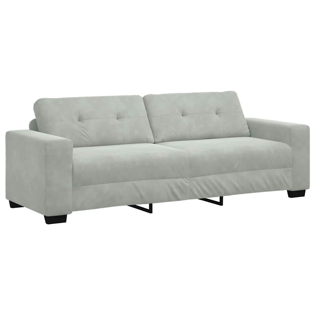2 Piece Sofa Set with Cushions Light Grey Velvet