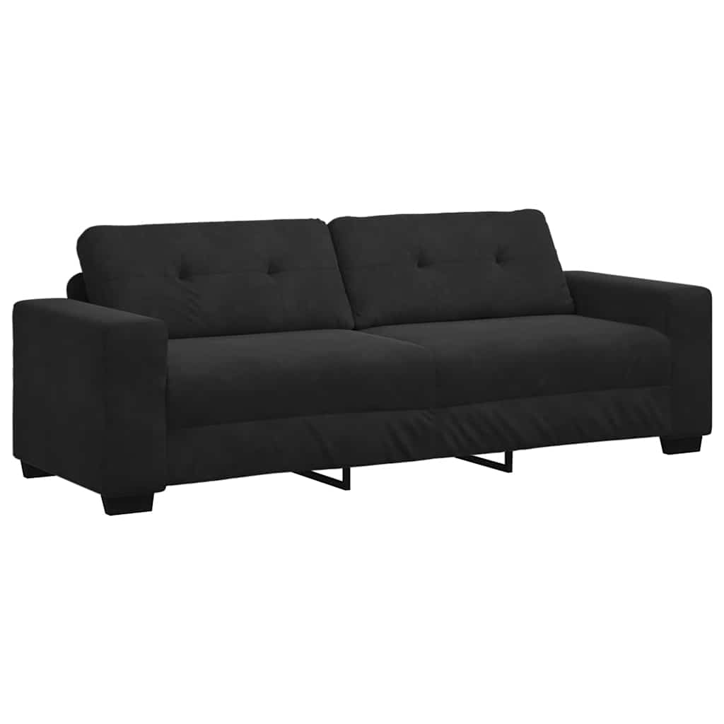 2 Piece Sofa Set with Cushions Black Velvet