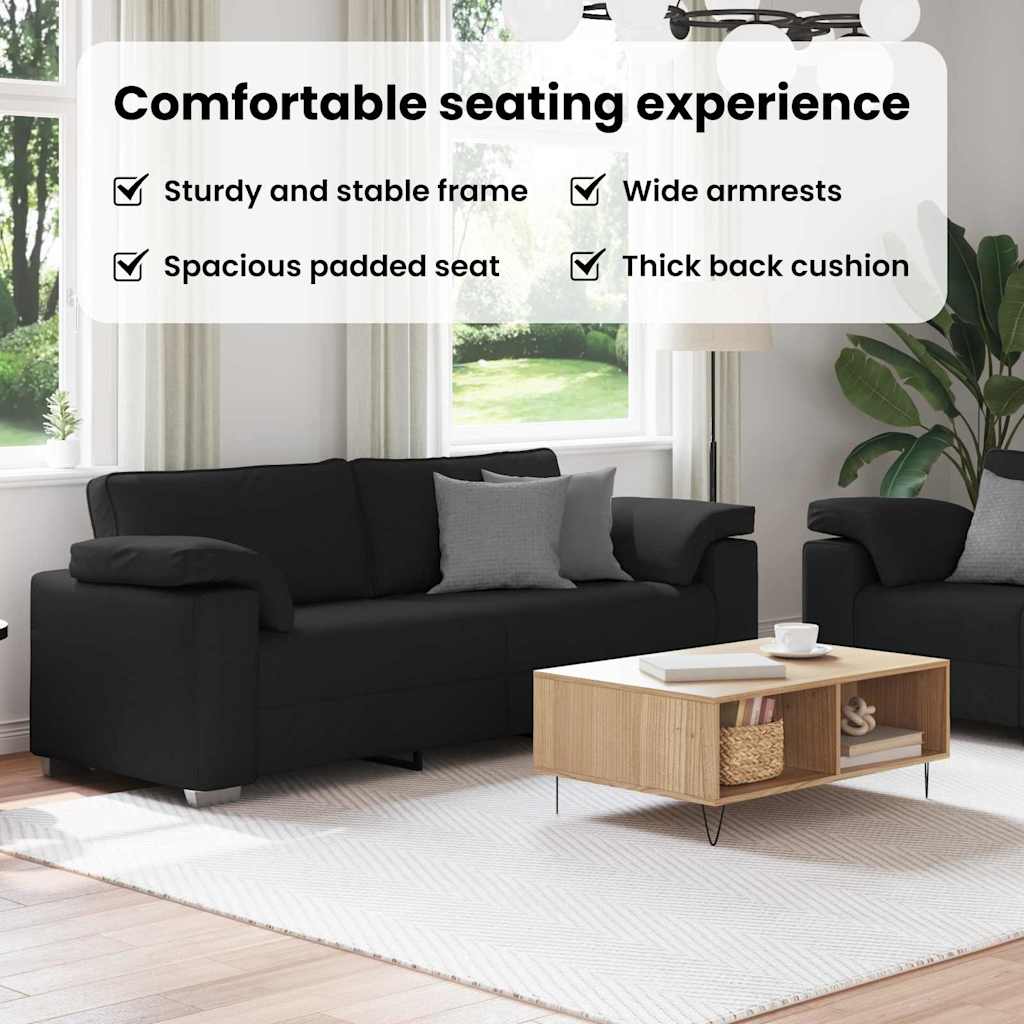 Sofa 2 pcs Black 219 x 80 x 82 cm Fabric