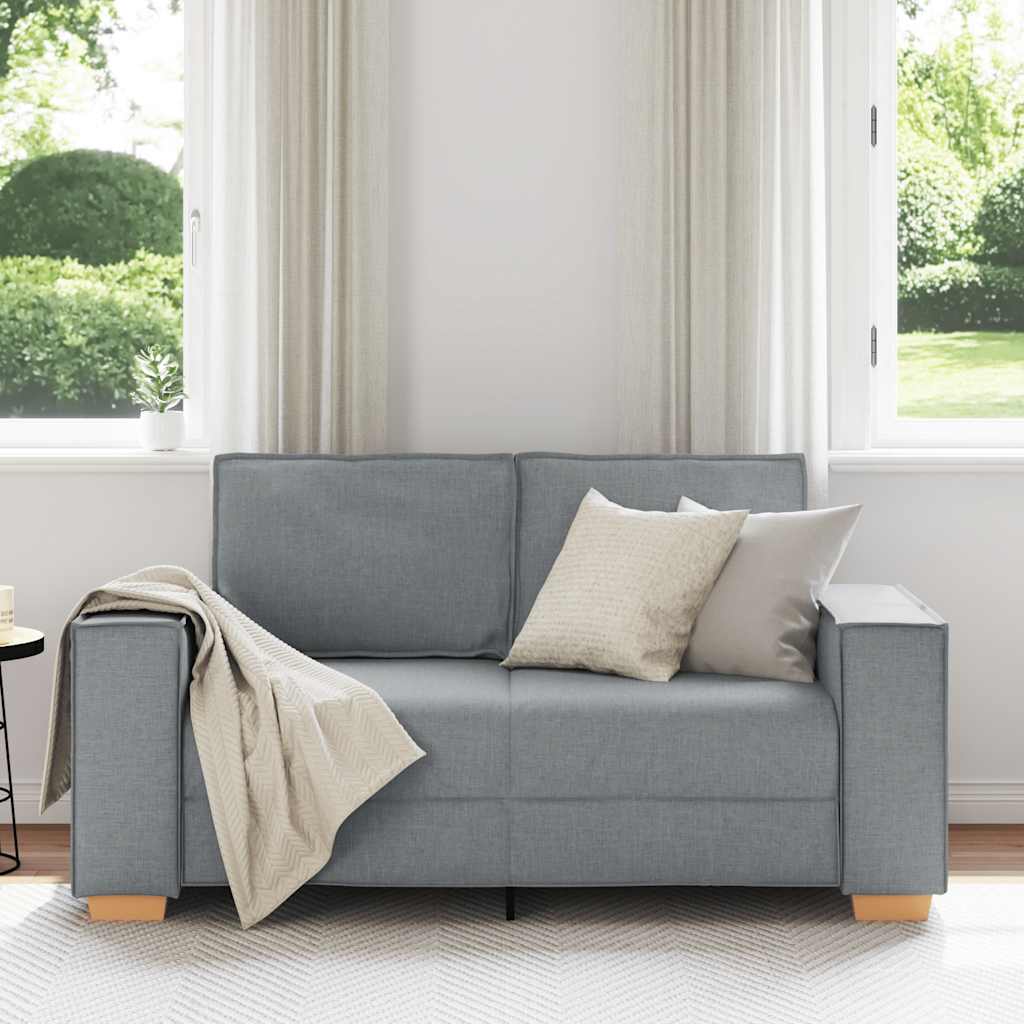 2-Seater Sofa Light Grey 120 cm Fabric