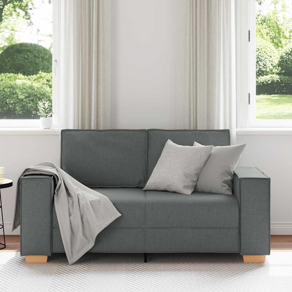 2-Seater Sofa Dark Grey 120 cm Fabric